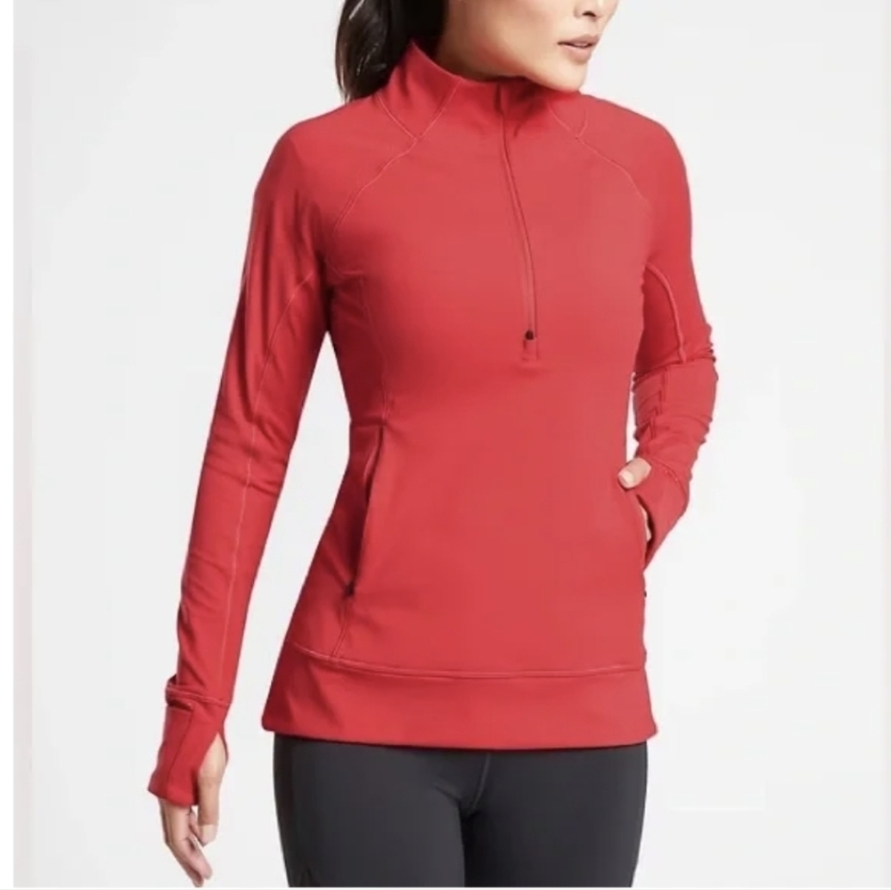 Athleta Women's Bright Red Quarter-Zip Top